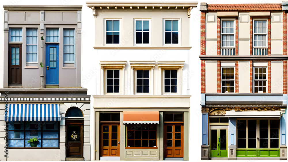 Obraz premium Charming diverse coffee shop facades element set