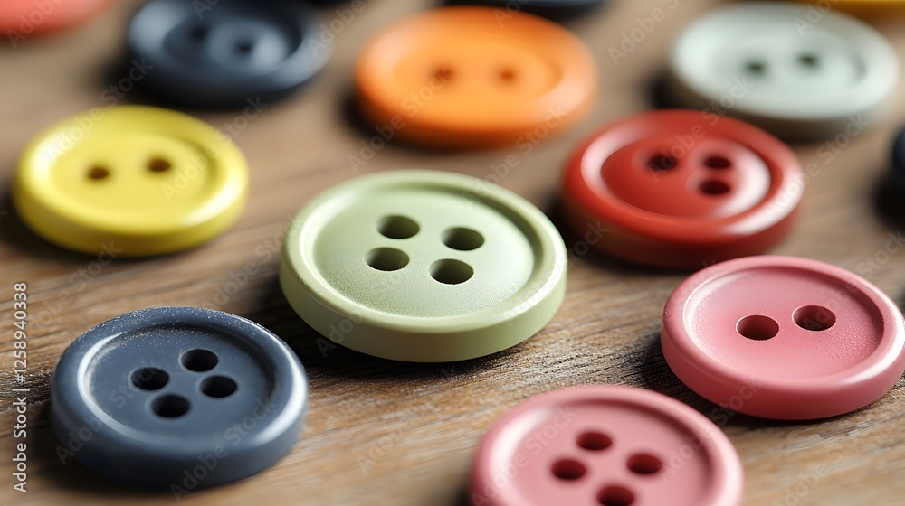 Colorful Wooden Sewing Buttons Close Up Macro Shot Colorful Wooden Sewing Buttons Close Up Macro Shot