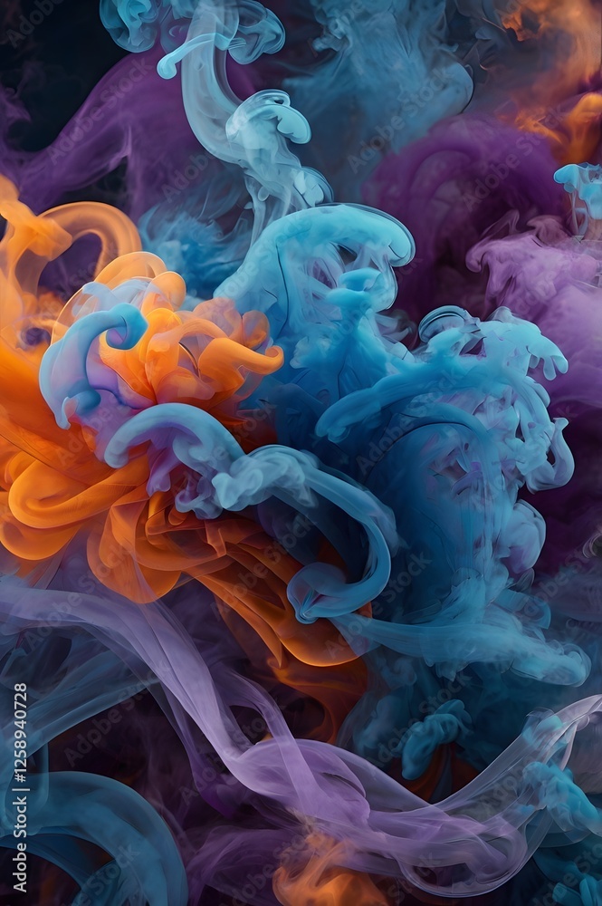 Obraz premium Colorful Ink Explosion Abstract Multicolor Fume on Background with Paint Clouds Texture