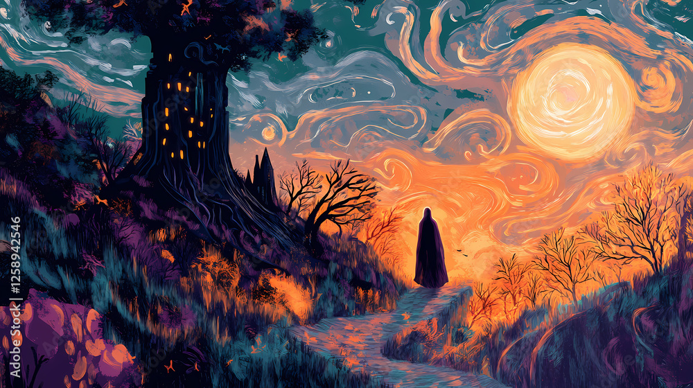 On halloween, the veil between worlds thins, and the impossible becomes possible. Veil Between Worlds. Illustration On halloween, the veil between worlds thins, and the impossible becomes possible. Veil Between Worlds. Illustration