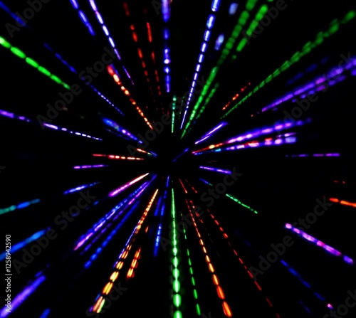 Tunnel effect with colored lights. Generative AI.