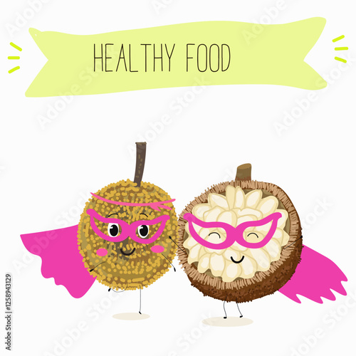  Marang fruit cute funny cheerful characters with different activities.Natural vitamin antioxidant detox food collection. Vector hand drawn illistration.