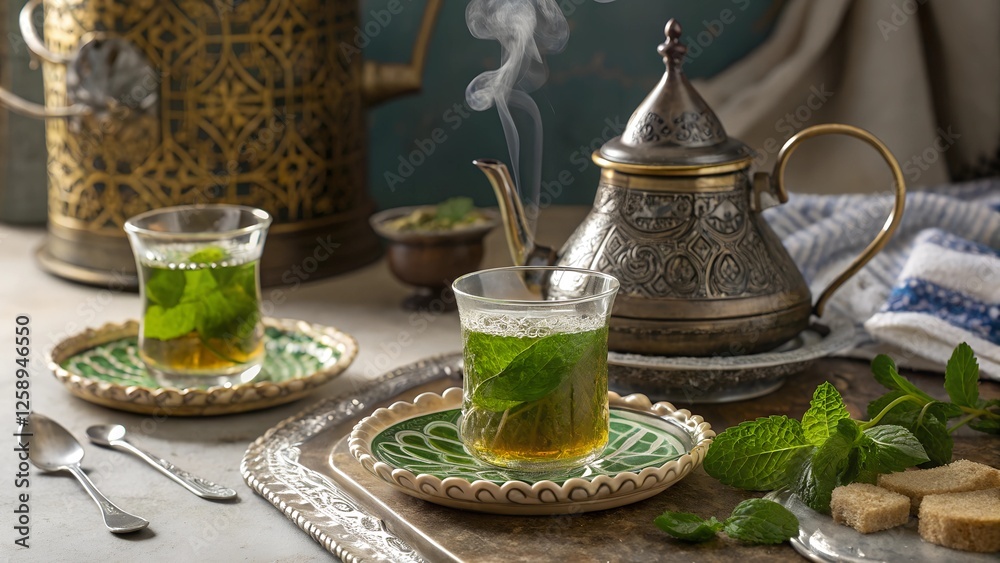 An authentic image capturing the essence of Moroccan Mint Tea.
An authentic image capturing the essence of Moroccan Mint Tea.