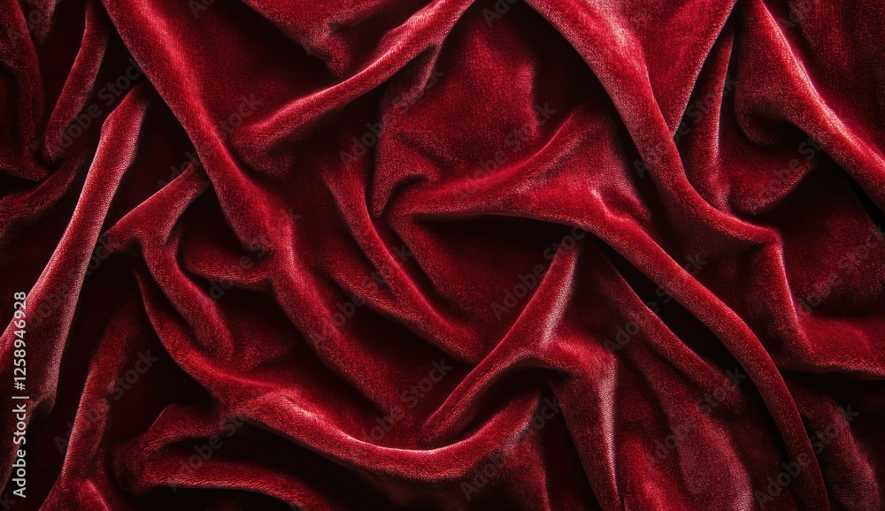Obraz premium Luxurious Red Velvet Draped Fabric Texture