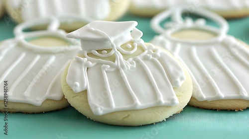 Delicious Graduation Cookies Decorated with White Icing and Graduation Caps
