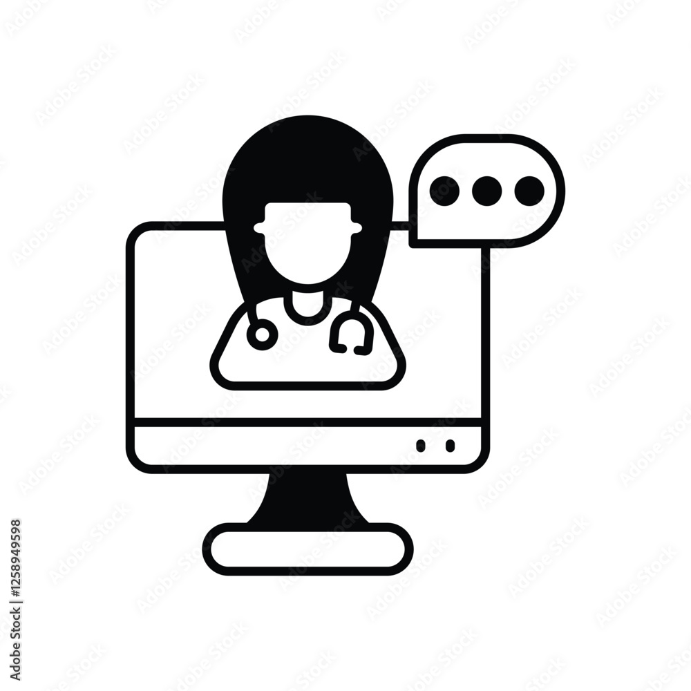 Virtual Consultation icon vector stock illustration Virtual Consultation icon vector stock illustration