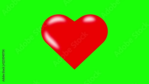 Heart Shape Pumping Animation on Green Background