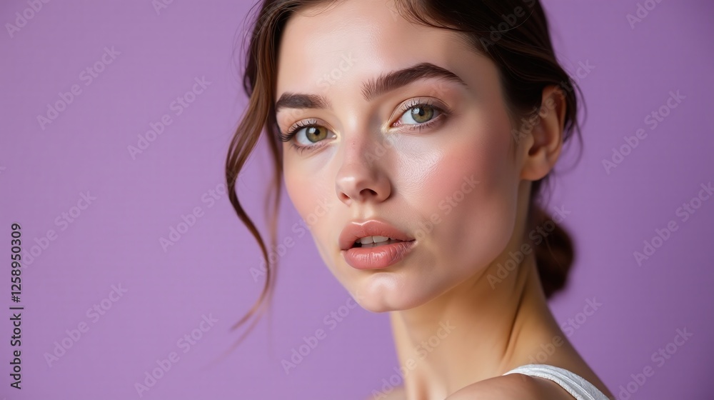 A woman with clear skin and defined features. A woman with clear skin and defined features.