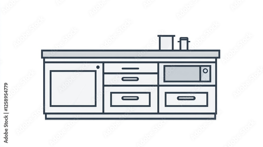 Kitchen counter with appliances, simple design, modern Kitchen counter with appliances, simple design, modern