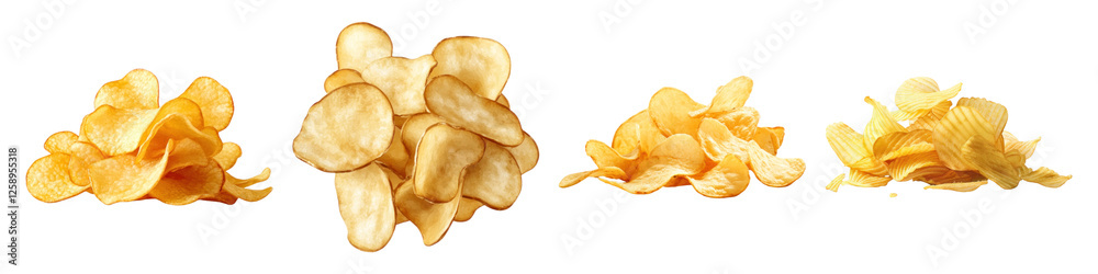 Potato chips on transparent background isolated on transparent background ,PNG, set of Potato chips on transparent background isolated on transparent background ,PNG, set of