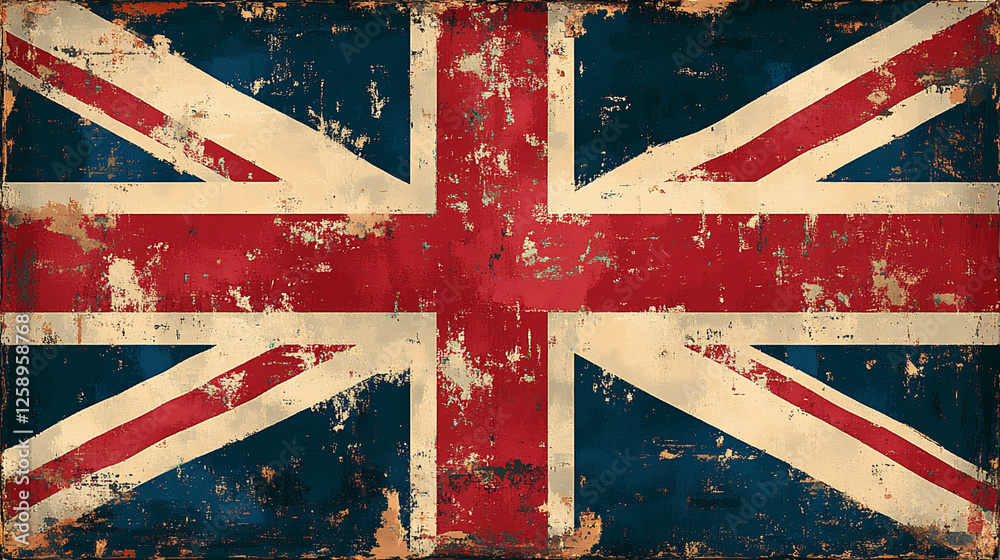 Fototapeta premium Vintage Banner Featuring the USA Flag in Red, White, and Blue With a Weathered Texture Against a Rustic Background