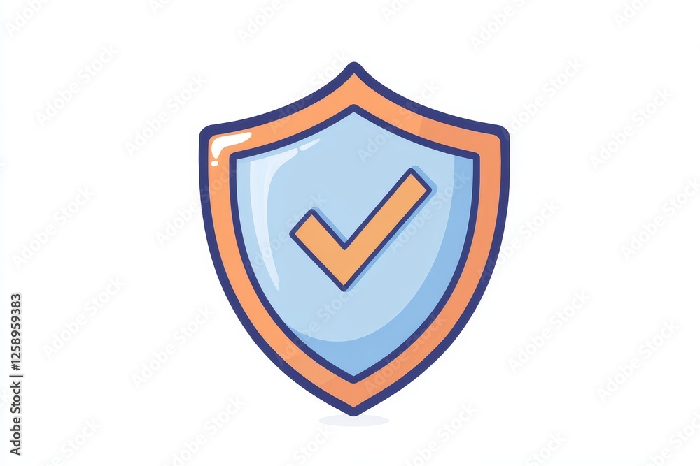 A blue shield and an orange shield, each featuring a checkmark, represent safety, protection, and validation A blue shield and an orange shield, each featuring a checkmark, represent safety, protection, and validation