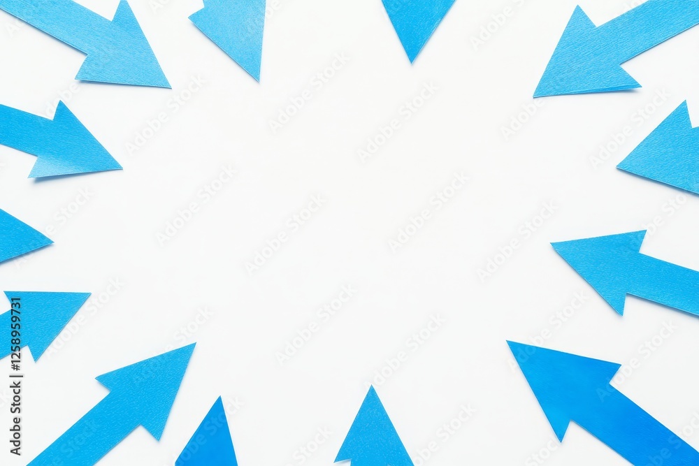A set of dynamic blue arrows pointing in diverse directions, symbolizing movement and guidance A set of dynamic blue arrows pointing in diverse directions, symbolizing movement and guidance