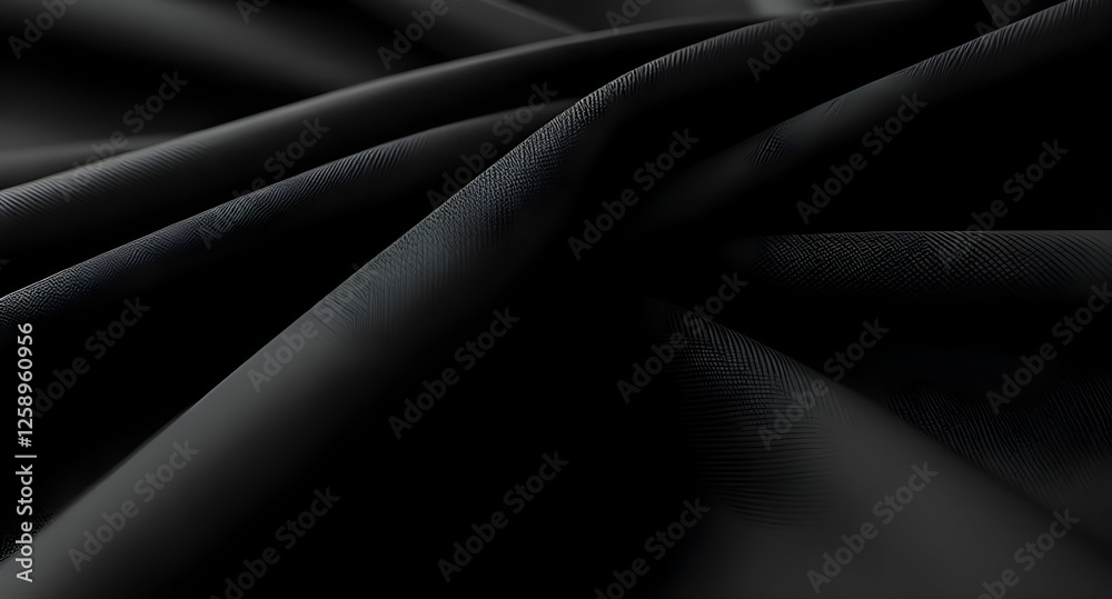 Obraz premium Elegant Black Cotton Fabric Waves and Textures