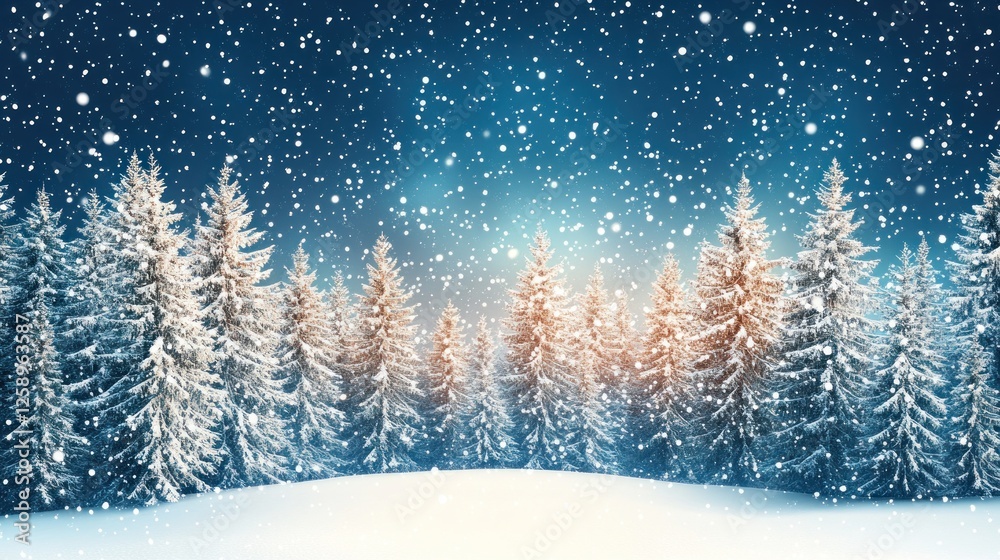 Obraz premium Snow covered pine trees in a winter wonderland