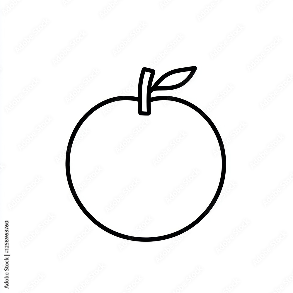 Simple Line Art Illustration of an Orange Simple Line Art Illustration of an Orange