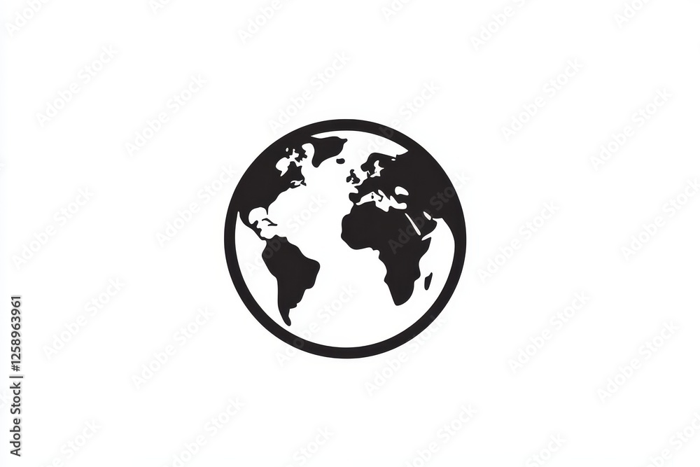 A black and white globe icon representing global links, illustrated with a world map and showcasing international communication. Suitable for business and travel themes A black and white globe icon representing global links, illustrated with a world map and showcasing international communication. Suitable for business and travel themes