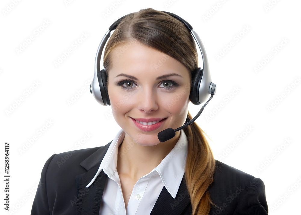 Young business woman telephone operator hotline worker customer support service manager with headset isolated on a white background copy space. Call center concept Young business woman telephone operator hotline worker customer support service manager with headset isolated on a white background copy space. Call center concept