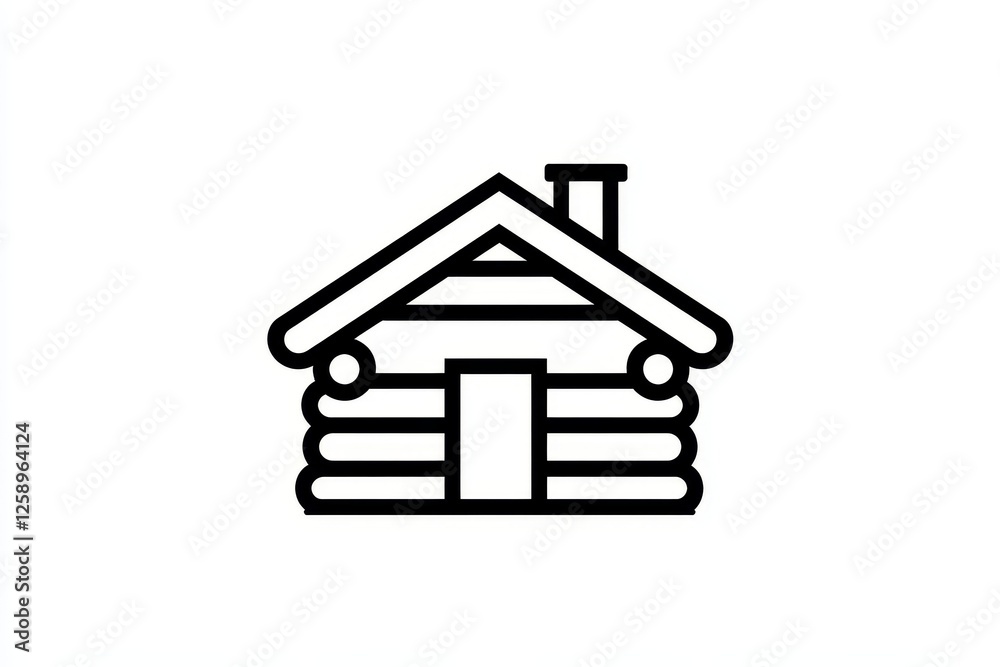 A simple black and white depiction of a house complete with a chimney, perfect for real estate, home, and architecture-related projects A simple black and white depiction of a house complete with a chimney, perfect for real estate, home, and architecture-related projects