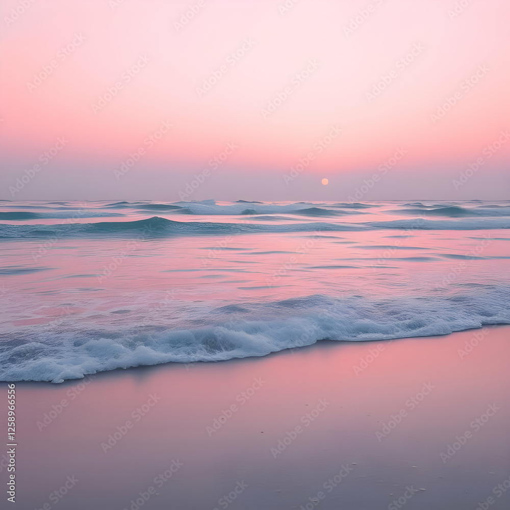 Obraz premium Abstract Shoreline with Pink and Blue Gradient