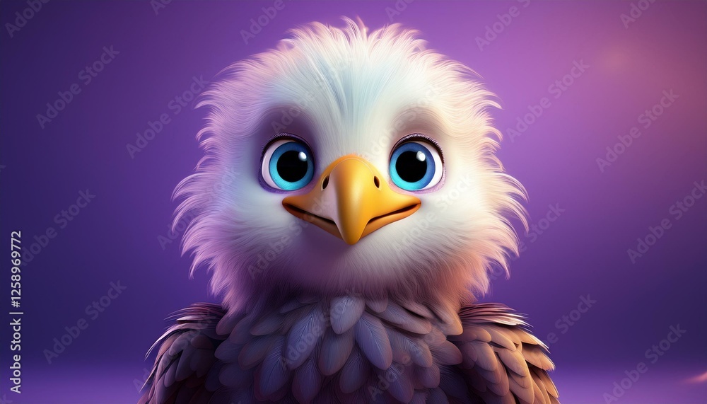 Obraz premium Weißkopfseeadler, lila Hintergrund