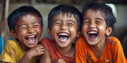 Children Laughing Together at Playground with Joy