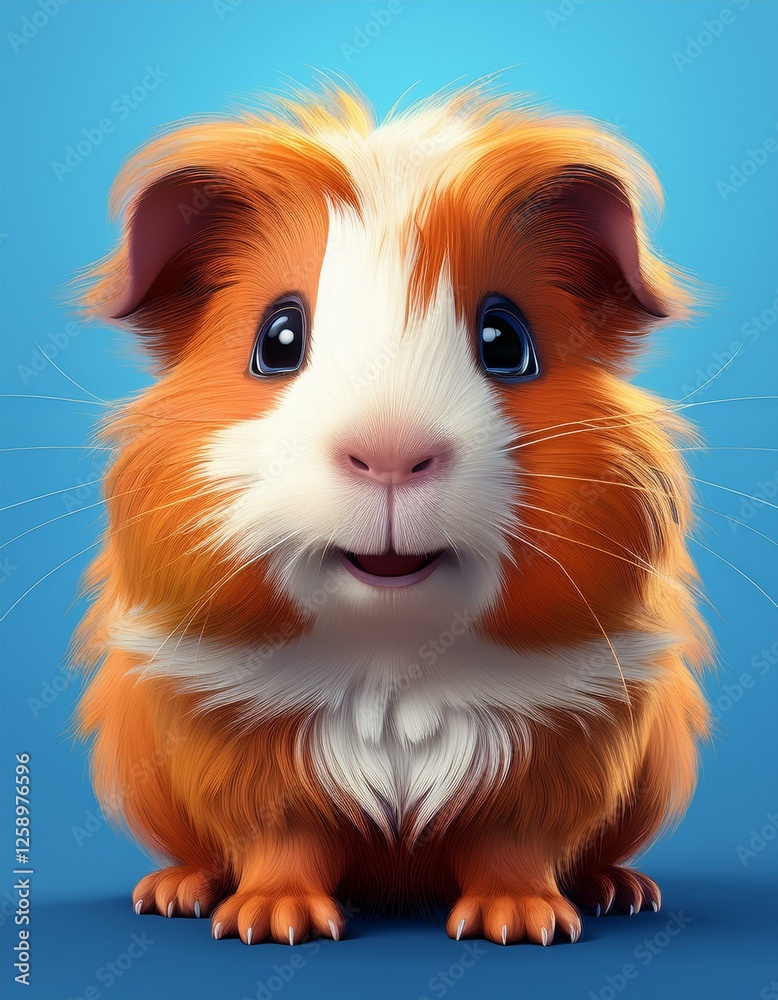 Kleines Meerschweinchen, blauer Hintergrund Kleines Meerschweinchen, blauer Hintergrund