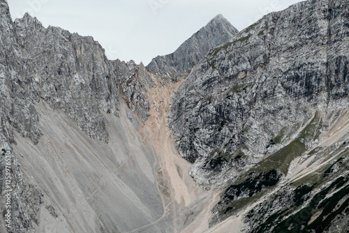 Stempeljoch at Karwendel mountains on Karwendel Hohenweg in Austria photo