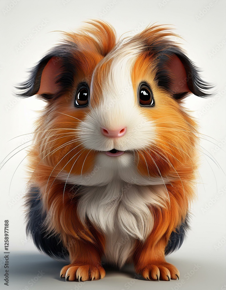 Niedliches Meerschweinchen, weißer Hintergrund Niedliches Meerschweinchen, weißer Hintergrund