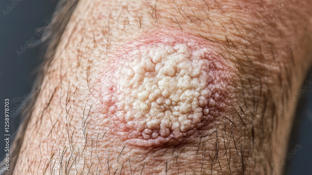 Fototapeta premium Close-Up of Skin Condition on Human Knee with Hair and Texture Detail