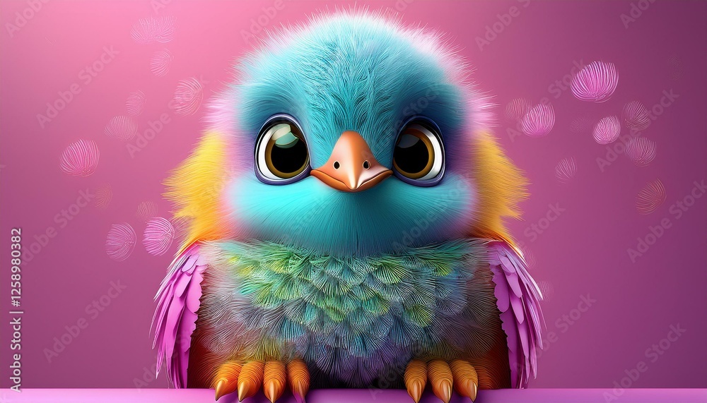 Fototapeta premium Niedlicher Kolibri, pinker Hintegrund