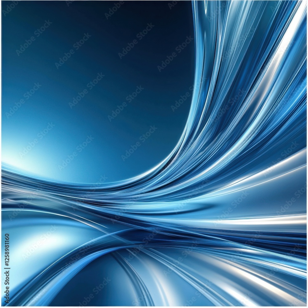Fototapeta premium A blue and white abstract painting with a blue line that is curving and flowing