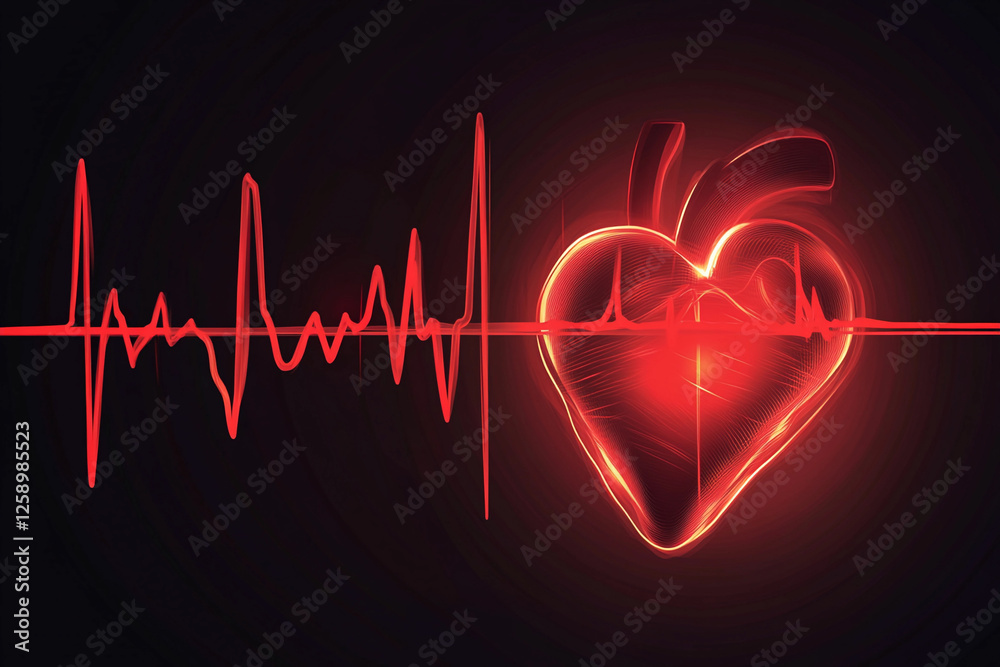 Heartbeat graphic with visualized pulse and heart design Heartbeat graphic with visualized pulse and heart design