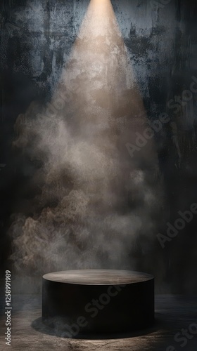 Wallpaper Mural Dark Dramatic Podium Scene with Spotlight and Foggy Atmosphere Torontodigital.ca