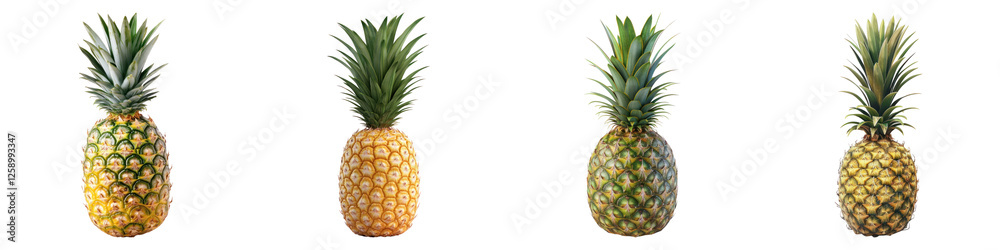 Pineapple slice isolated on transparent background ,PNG, set of Pineapple slice isolated on transparent background ,PNG, set of