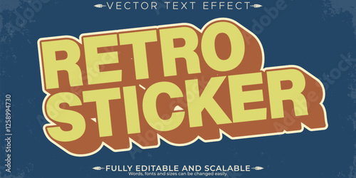 Retro sticker text effect, editable 70s and 80s text style