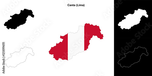 Canta province outline map set