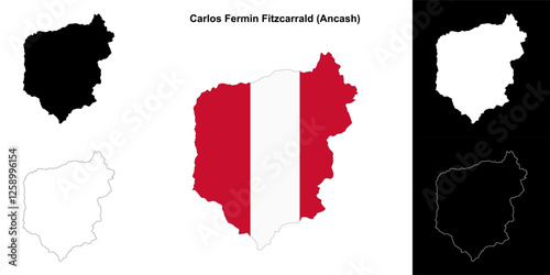 Carlos Fermin Fitzcarrald province outline map set