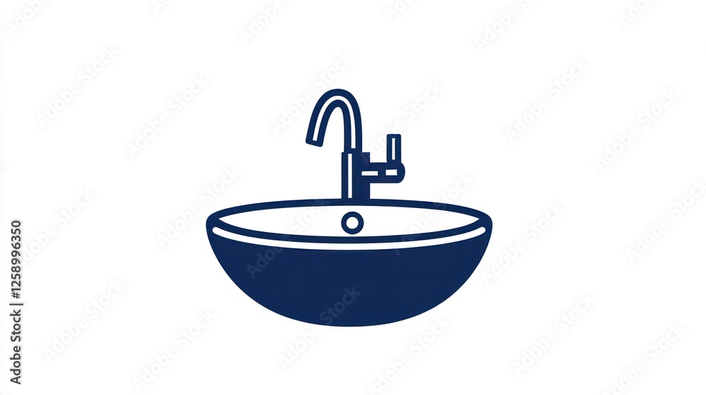 Simple Line Drawing of Bathroom Sink and Faucet Simple Line Drawing of Bathroom Sink and Faucet
