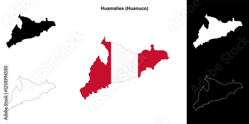 Huamalies province outline map set