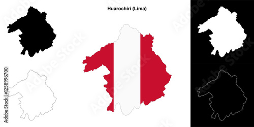 Huarochiri province outline map set