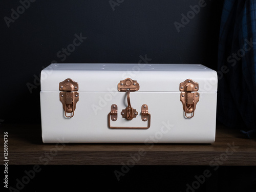 vintage style antique chest white and copper