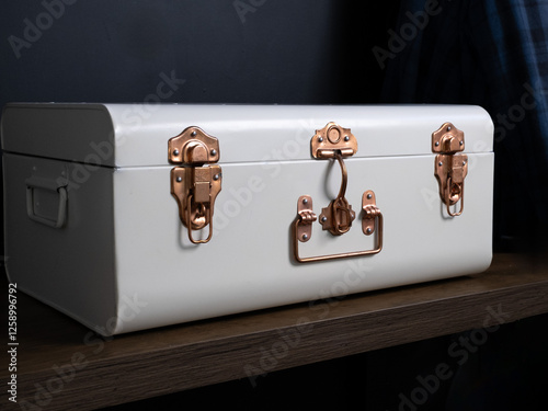 vintage style chest trunk white and copper
