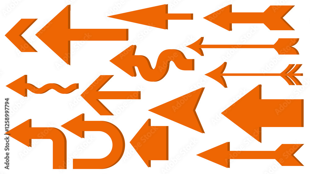Assorted Orange Arrows Transparent 3d icons Illustration Assorted Orange Arrows Transparent 3d icons Illustration