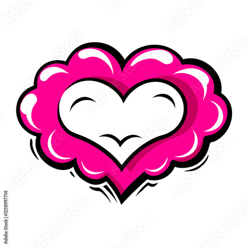 Heart cloud icon radiating joy, love symbol concept