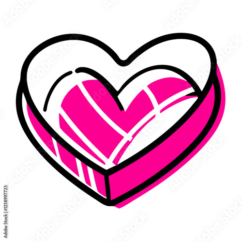 Heart-shaped gift box icon in pink, romantic gifting concept