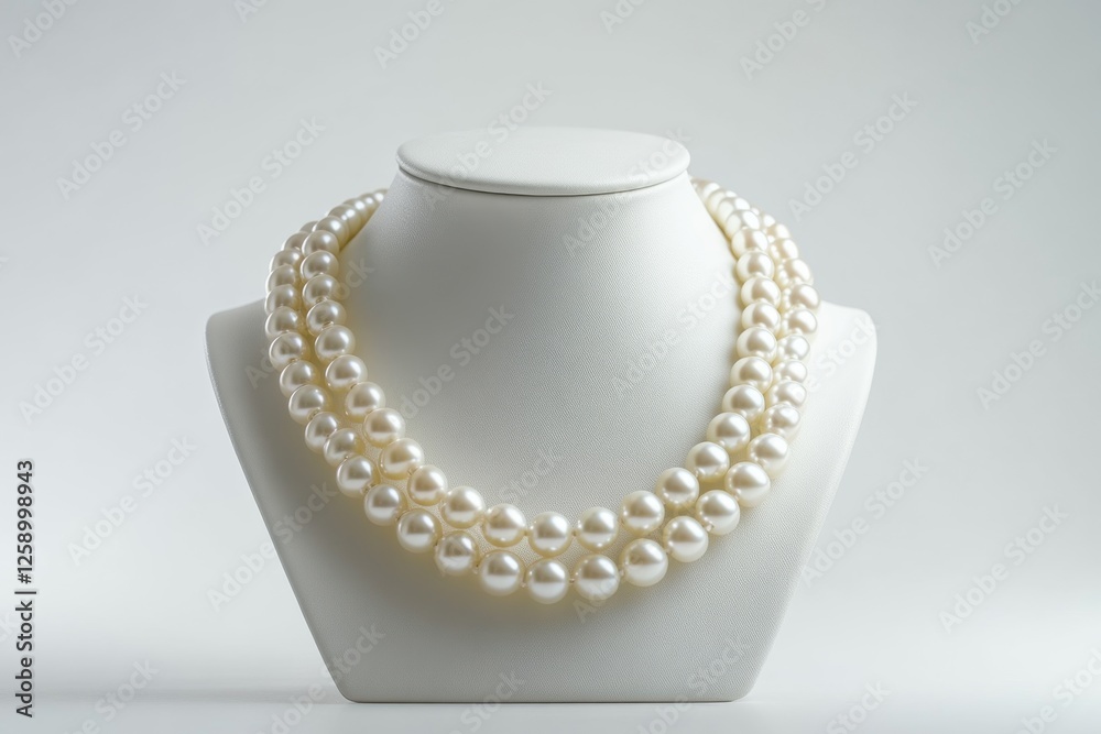 Elegant pearl necklace on mannequin, studio shot Elegant pearl necklace on mannequin, studio shot