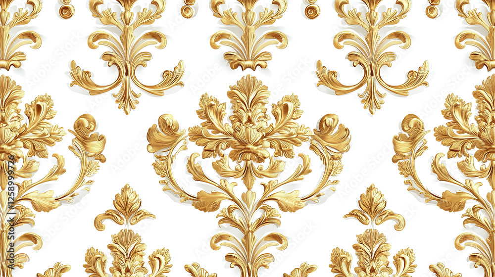 Elegant gold floral motif seamless abstract pattern isolated on white background. Elegant gold floral motif seamless abstract pattern isolated on white background.