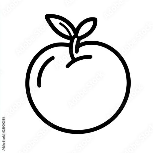 Simple Line Art Illustration of a Tomato photo