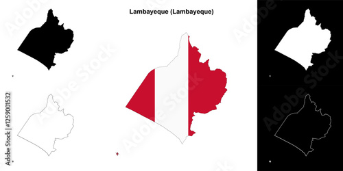 Lambayeque province outline map set